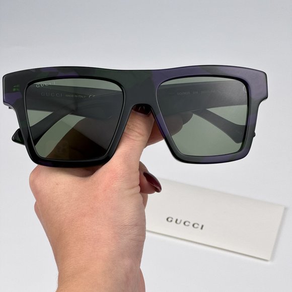 Gucci GG0962S 014 Sunglasses Havana Green Square Unisex GG 0926S - Picture 2 of 11